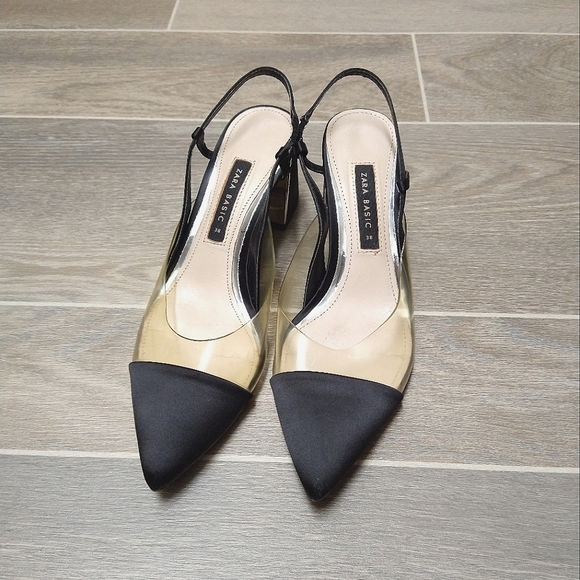 Zara Vynil Slingback Block Heel Pumps - Picture 4 of 9